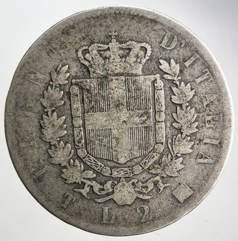1863 Italy 2 Lira Silver Coin | Collectable Grade | a4659