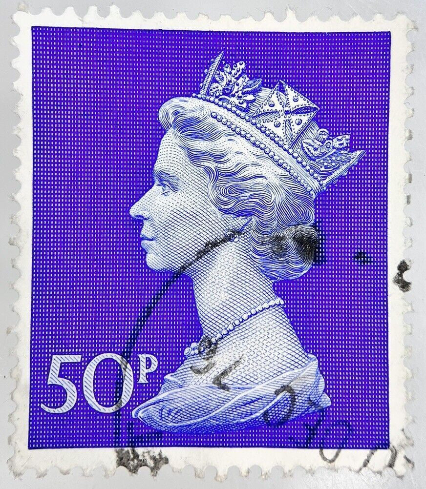 1976 British Elizabeth II Large 50 Fifty - Pence Stamp | Collectable Grade