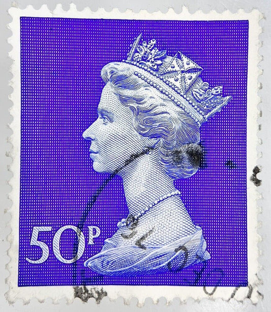 1976 British Elizabeth II Large 50 Fifty - Pence Stamp | Collectable Grade
