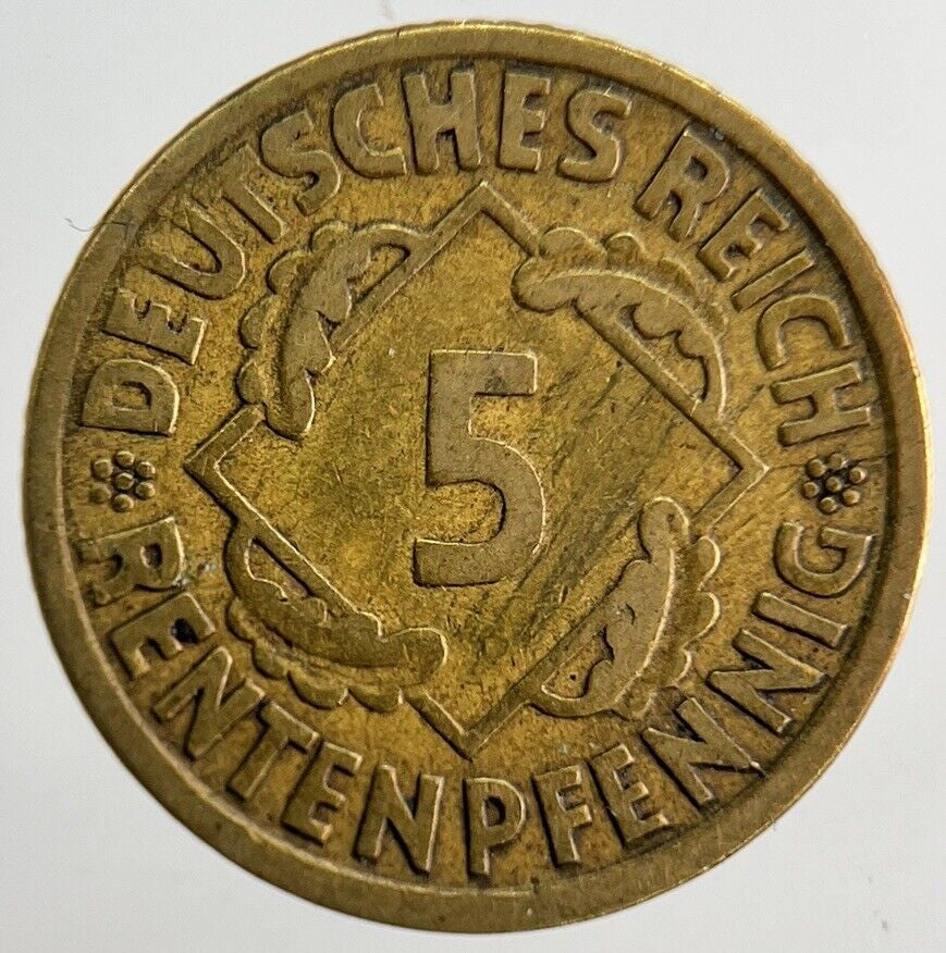 1924 - J Germany 5 Pfennig Coin | Very High Grade | a6282