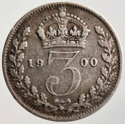 1900 Veiled Head Victoria Threepence Silver Coin | Fine Collectable Grade a4066