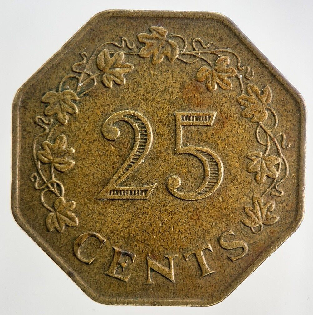 1975 Malta 25 Cents Coin | Fine Collectable Grade
