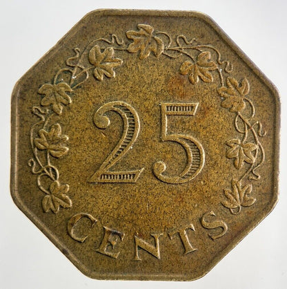 1975 Malta 25 Cents Coin | Fine Collectable Grade