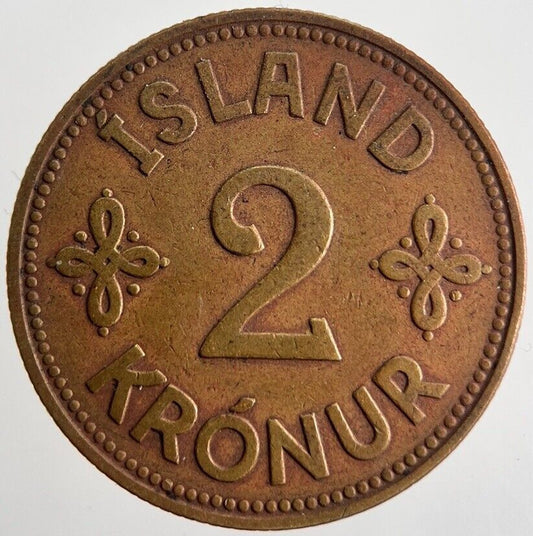 1940 Iceland Island 2 Kronur Coin | Fine Collectable Grade | a7165