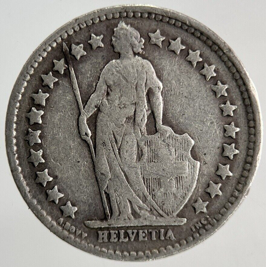 1908 Switzerland Swiss 1/2 Half Franc Silver Coin | Fine Collectable Grade
