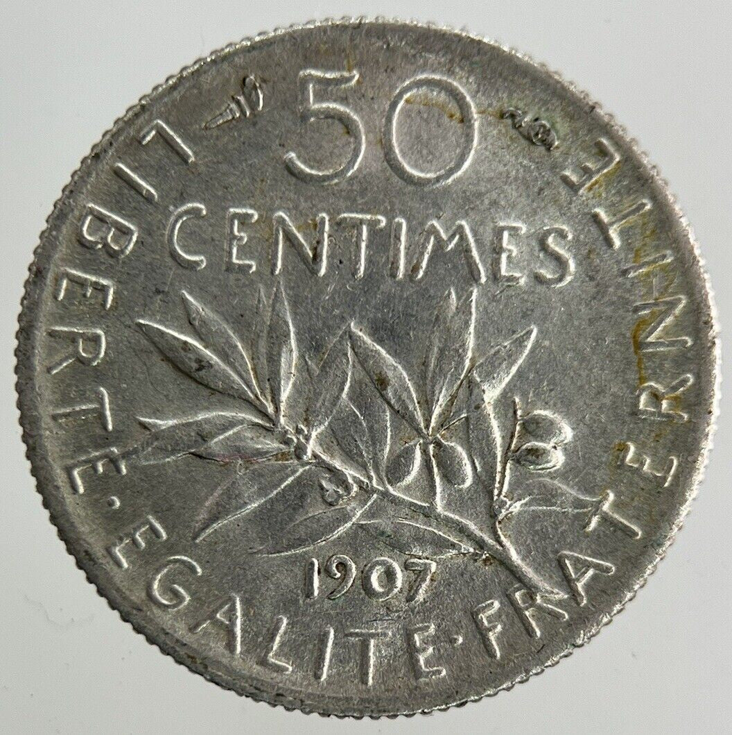 1907 France 50 Centimes Silver Coin | Fine Collectable Grade