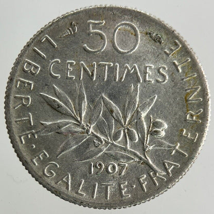 1907 France 50 Centimes Silver Coin | Fine Collectable Grade