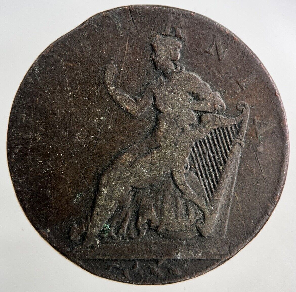 19th Century Hibernia Token Half - Penny Coin | Collectable Grade