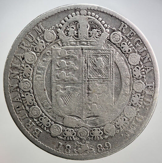 1889 Victoria Half-Crown Silver Coin | Fair Grade