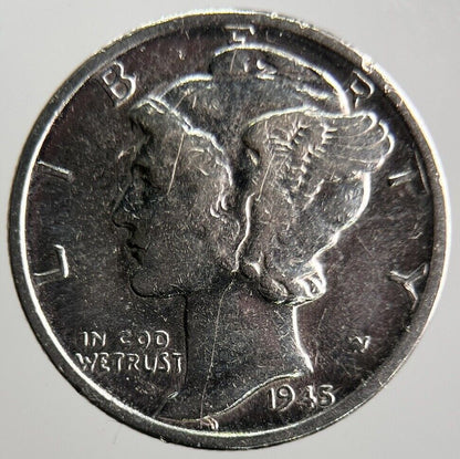 1945 - D US USA Mercury Dime Silver Coin | Collectable Grade | a4082