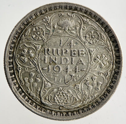 1944 India Quarter 1/4 Rupee Silver Coin | Fine Collectable Grade