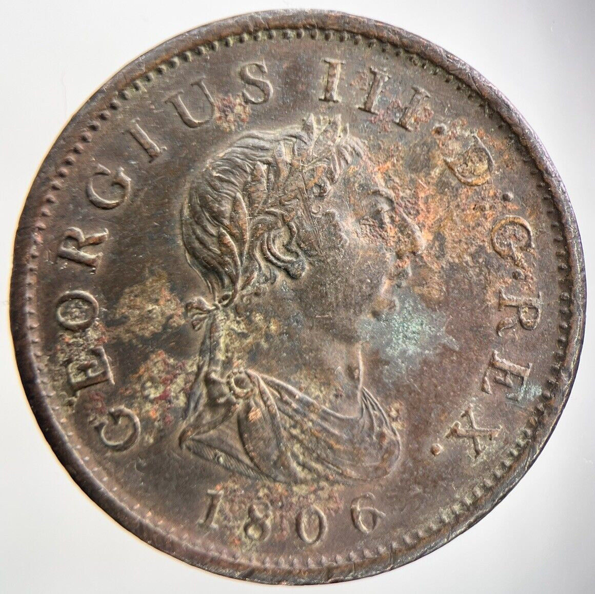 1806 George III 3rd Penny | British Copper Coin | Very High Grade | a355