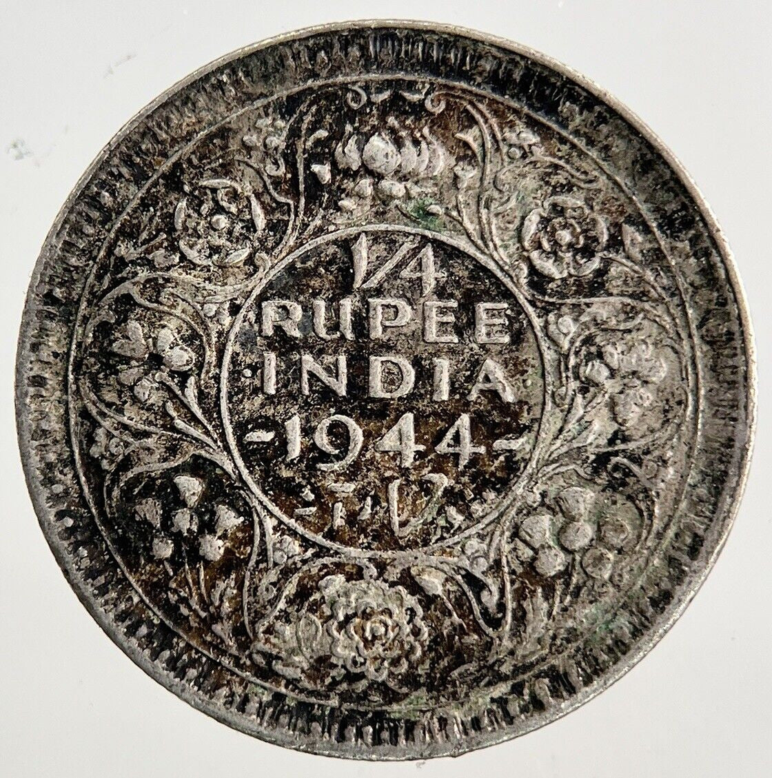 1944 India 1/4 Quarter Rupee Silver Coin | Fine Collectable Grade