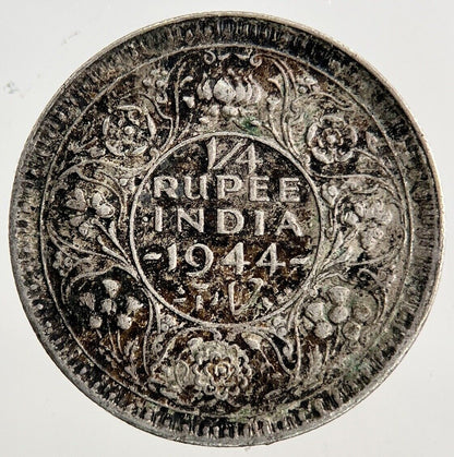 1944 India 1/4 Quarter Rupee Silver Coin | Fine Collectable Grade