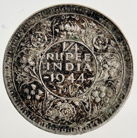 1944 India 1/4 Quarter Rupee Silver Coin | Fine Collectable Grade