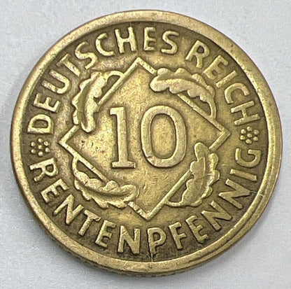 1924 - D Germany 10 Pfennig Coin | Fine Collectable Grade | a1466