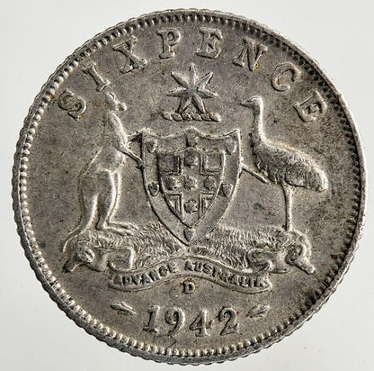 1942 - D Australia Sixpence Silver Coin | Fine Collectable Grade