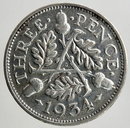 1934 George V Threepence Silver Coin | Fine Collectable Grade