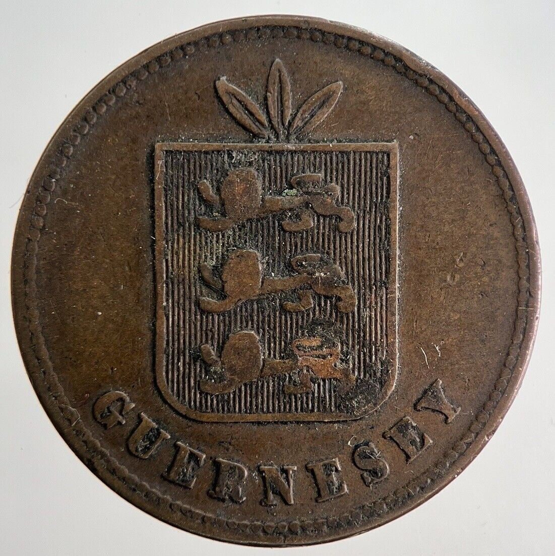 1874 Guernsey 4 Doubles Coin | Fine Collectable Grade | a9303