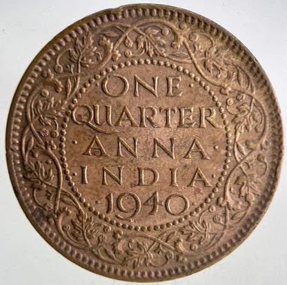 1940 India 1/4 Quarter Anna Coin | Fine Collectable Grade