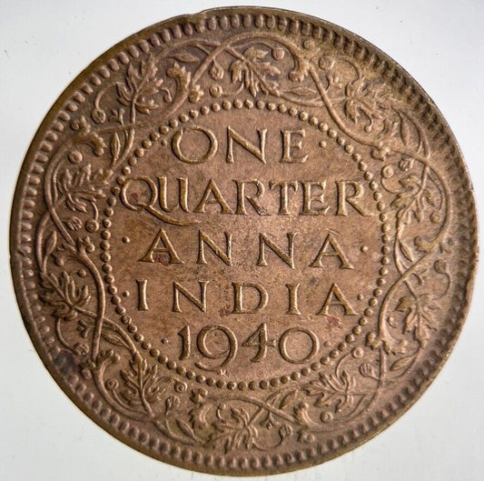 1940 India 1/4 Quarter Anna Coin | Fine Collectable Grade