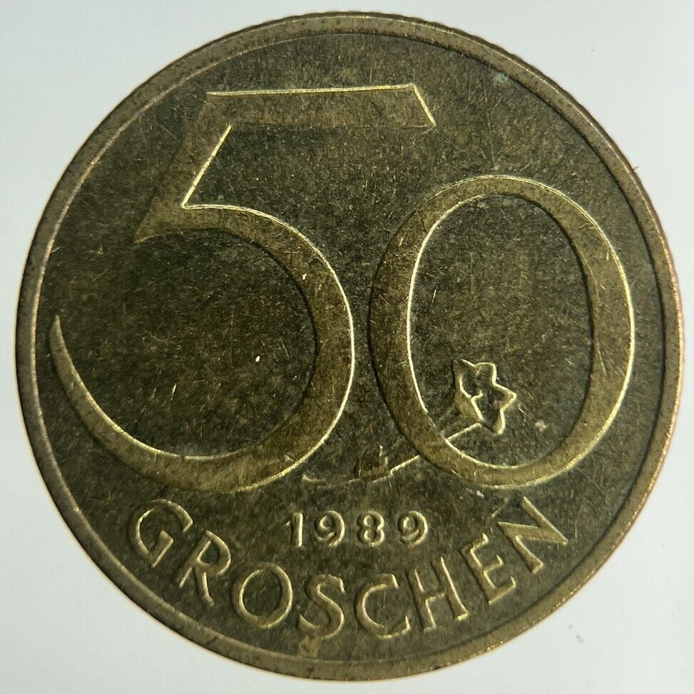 1989 Austria 50 Groschen Coin | Fine Collectable Grade