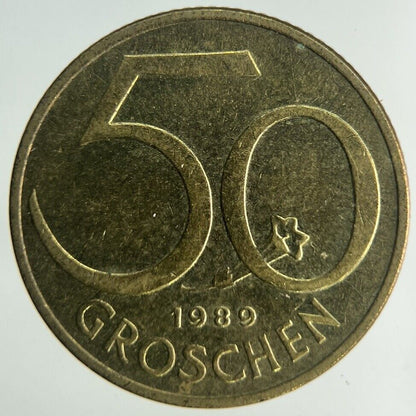 1989 Austria 50 Groschen Coin | Fine Collectable Grade