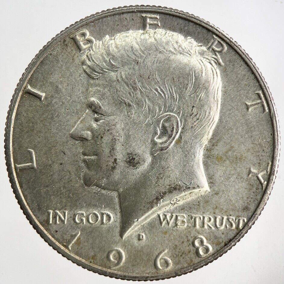 1968 - D US USA Kennedy Silver Half Dollar Coin | Very High Grade