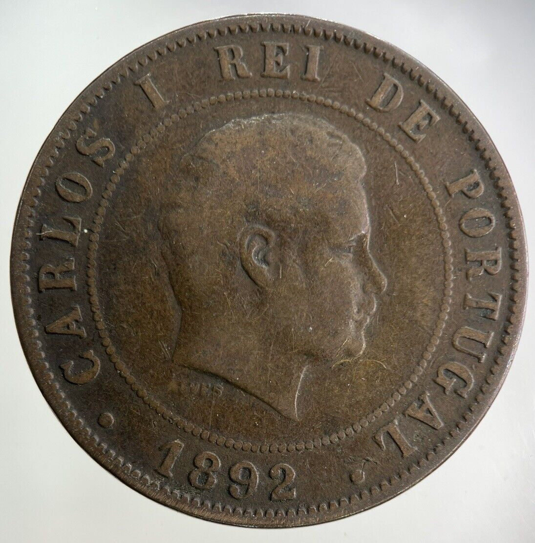 1892 Portugal XX 20 Reis Coin | Fine Collectable Grade