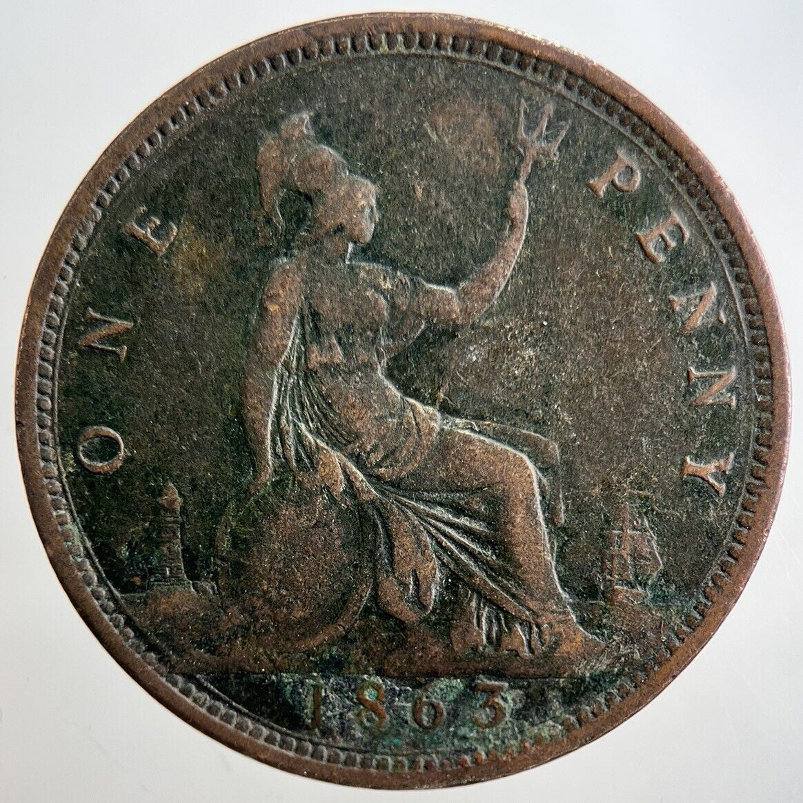 1863 Victoria One Penny Coin | Collectable Grade | a3244