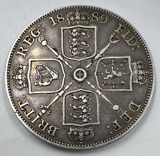 1889 Victoria Double-Florin | British Silver Coin | Very Fine Grade | a1253