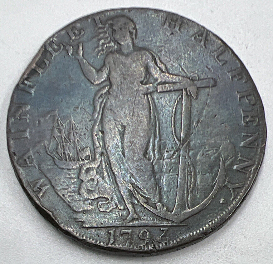 1793 Wainfleet Half-Penny Token Coin | Fine Collectable | a1317