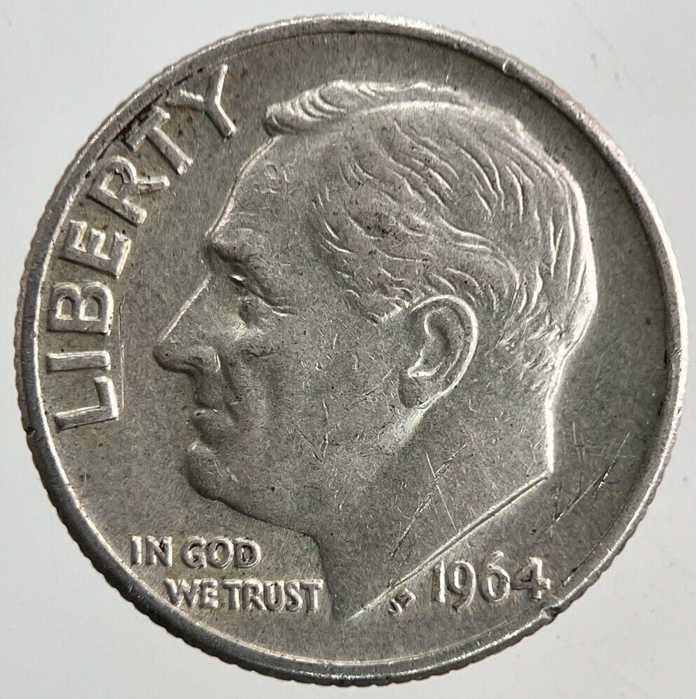 1964 - D US USA Roosevelt Dime Silver Coin | Fine Collectable Grade