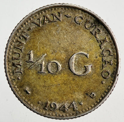 1944 Netherlands 1/10 Gulden Silver Coin | Very High Grade