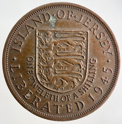 1945 Jersey One Twelfth Of A Shilling 1/12 Coin | Fine Collectable Grade