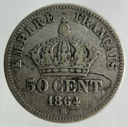 1864 France 50 Centimes Silver Coin | Collectable Grade
