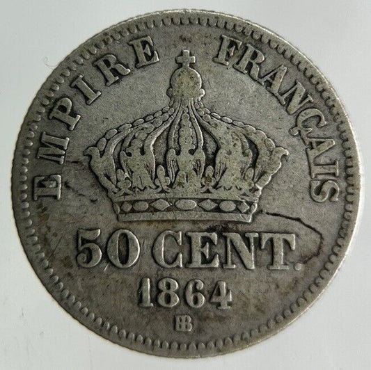 1864 France 50 Centimes Silver Coin | Collectable Grade