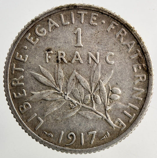 1917 France 1 Franc Silver Coin | Fine Collectable Grade