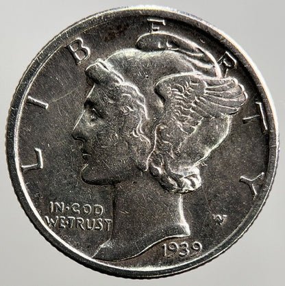 1939 US USA Mercury Dime Silver Coin | Very High Grade | a281
