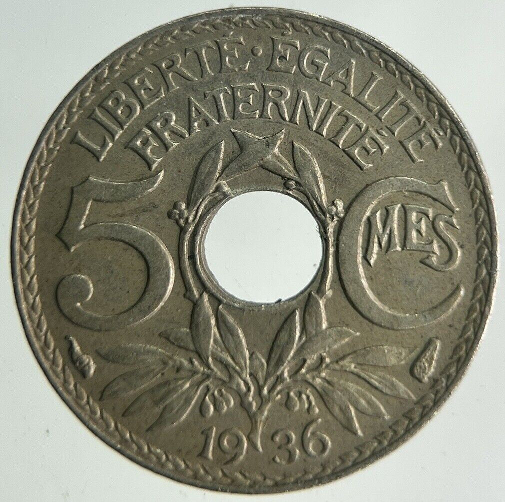 1936 France 5 Centimes Coin | Fine Collectable Grade