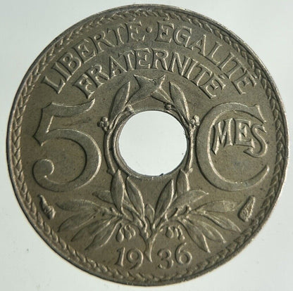 1936 France 5 Centimes Coin | Fine Collectable Grade