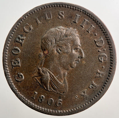 1806 George III 3rd Half - Penny Coin | Fine Collectable Grade | a3838