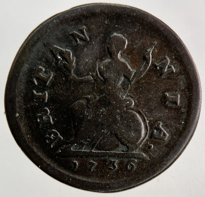 1736 George II 2nd Farthing Coin | Fine Collectable Grade