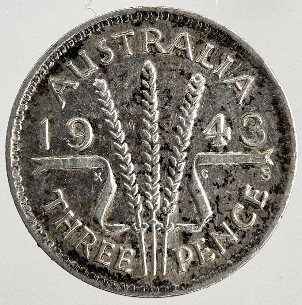 1943 - S Australia Threepence Silver Coin | Fine Collectable Grade