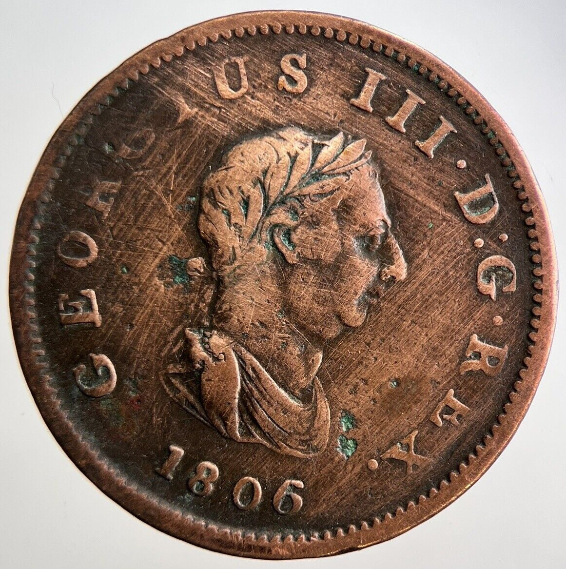 1806 George 3rd III Half - Penny British Coin | Fine Collectable Grade | a3122