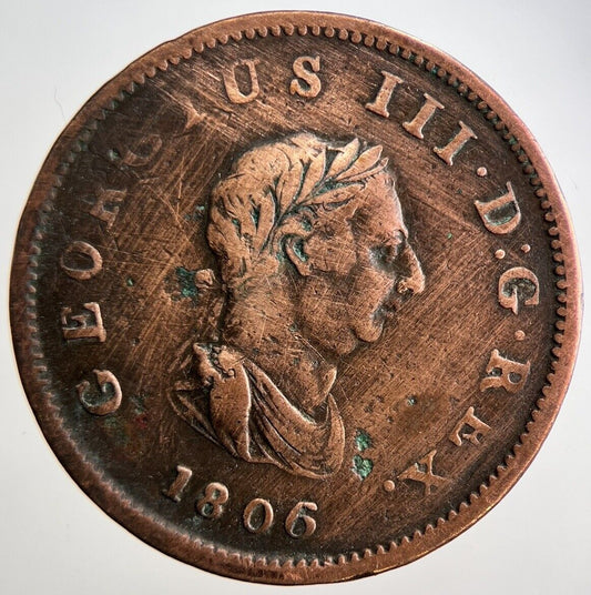 1806 George 3rd III Half - Penny British Coin | Fine Collectable Grade | a3122