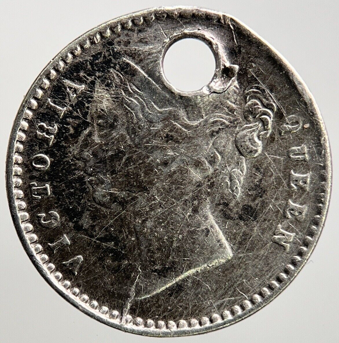 1841 India Two 2 Annas Silver Coin | Fair Grade | a188