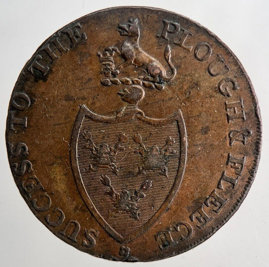 1790s Success to Plough & Fleet Half - Penny Token Coin | Very High Grade | a6522