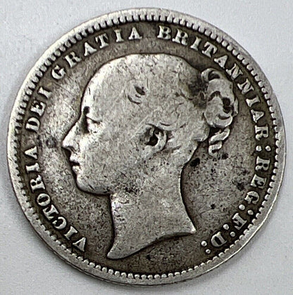 1877 Die - 17 Victoria Shilling | British Silver Coin | Collectable Grade | a1130