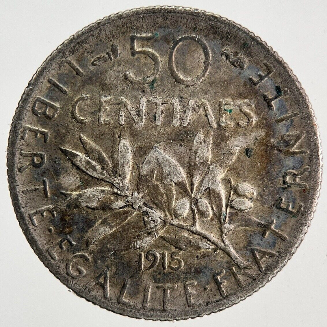 1915 France 50 Centimes Silver Coin | Fine Collectable Grade